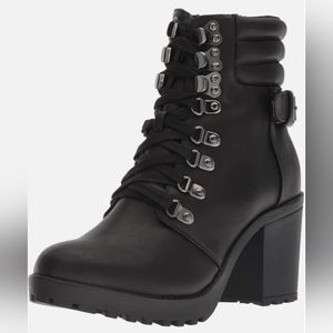 AnnaMaria Faux Leather Heeled Combat Boots